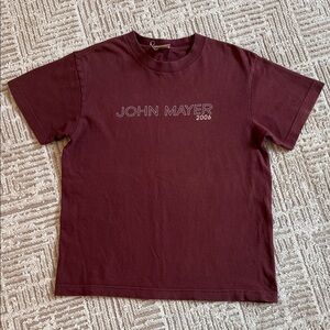 John Mayer 2006 Y2K Concert Tee Short Sleeve Maroon Red Shirt